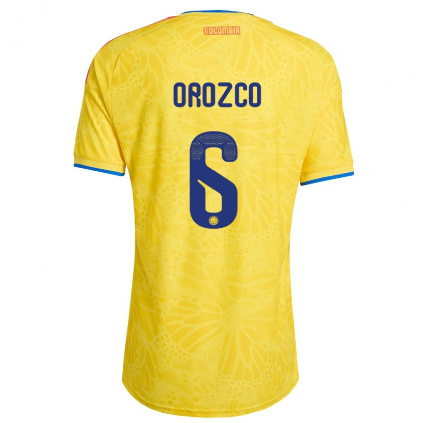 Danxen Hombre Camiseta Colombia Cristian Orozco #6 Amarillo Azul Rojo 1ª Equipación 26-28 La Camisa México