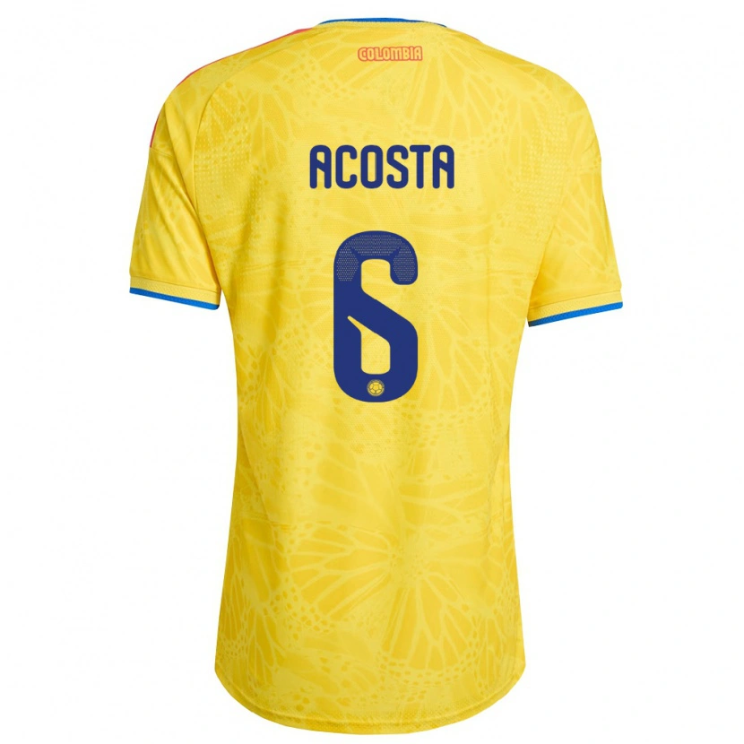 Danxen Hombre Camiseta Colombia Viviana Acosta #6 Amarillo Azul Rojo 1ª Equipación 26-28 La Camisa México