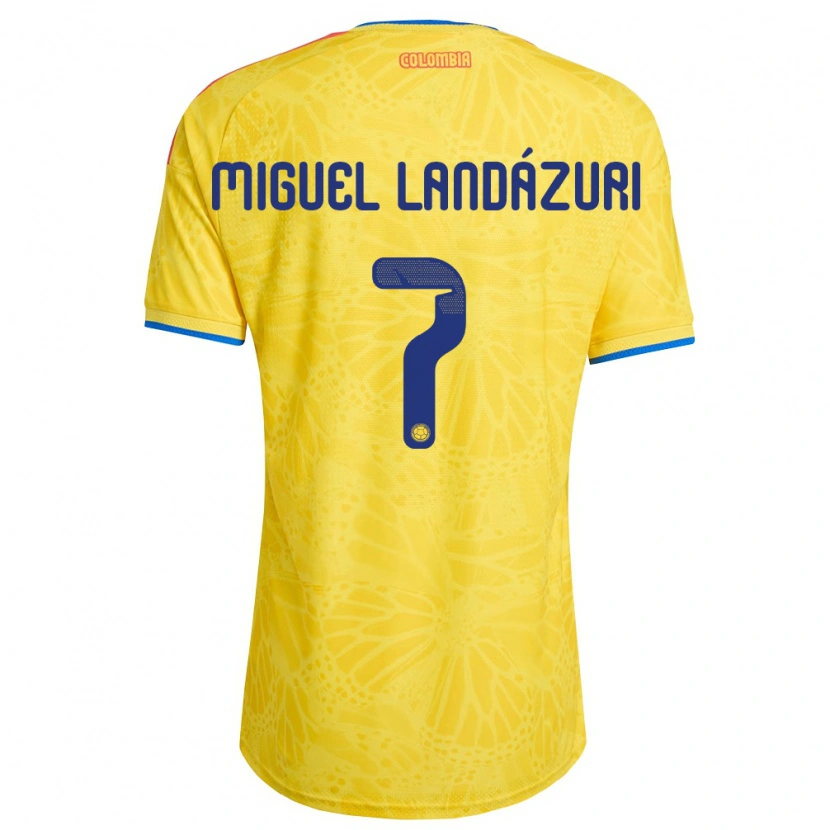 Danxen Hombre Camiseta Colombia Luis Miguel Landázuri #7 Amarillo Azul Rojo 1ª Equipación 26-28 La Camisa México