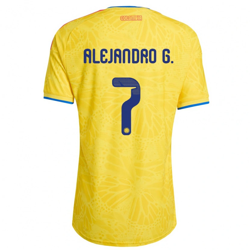 Danxen Hombre Camiseta Colombia Alejandro García #7 Amarillo Azul Rojo 1ª Equipación 26-28 La Camisa México