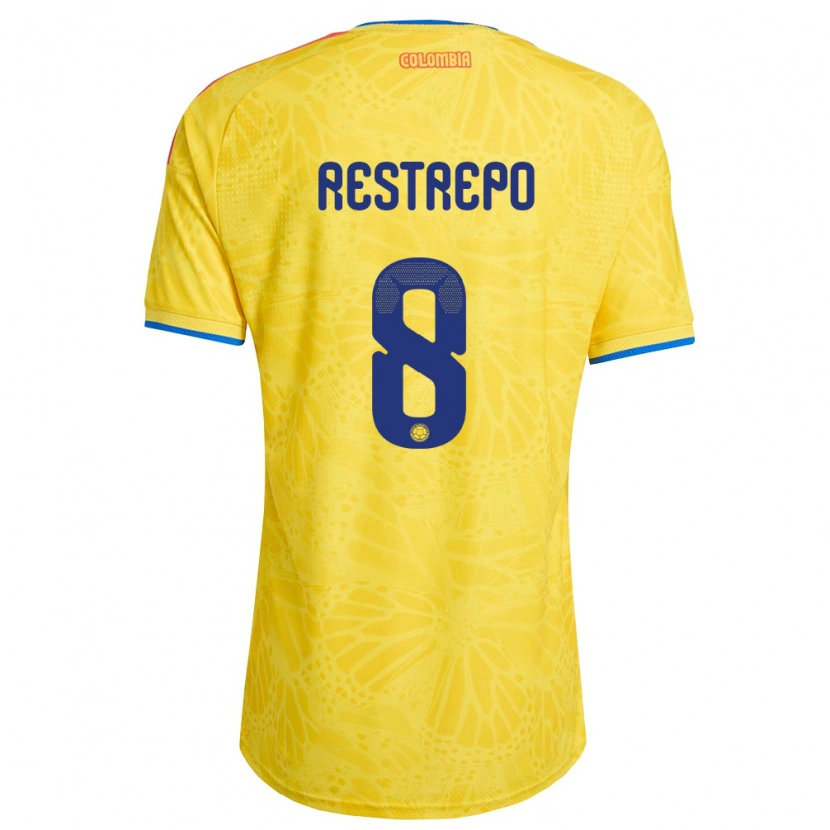 Danxen Hombre Camiseta Colombia Marcela Restrepo #8 Amarillo Azul Rojo 1ª Equipación 26-28 La Camisa México