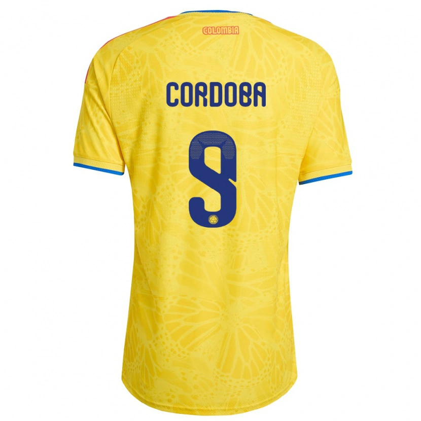Danxen Hombre Camiseta Colombia Jhon Córdoba #9 Amarillo Azul Rojo 1ª Equipación 26-28 La Camisa México