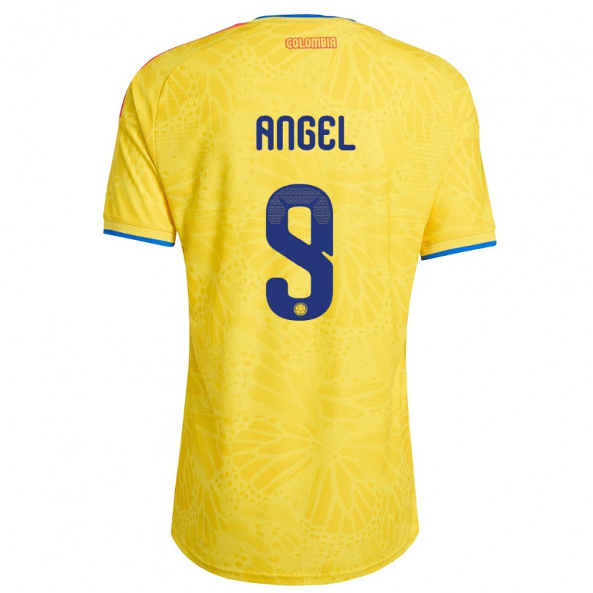 Danxen Hombre Camiseta Colombia Tomás Ángel #9 Amarillo Azul Rojo 1ª Equipación 26-28 La Camisa México