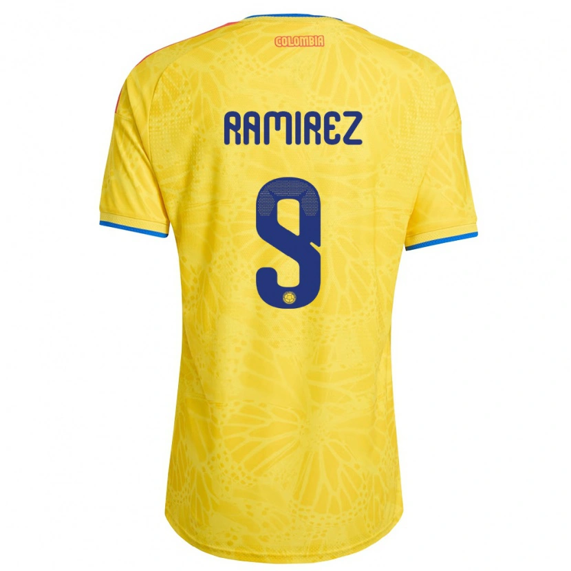Danxen Hombre Camiseta Colombia Mayra Ramírez #9 Amarillo Azul Rojo 1ª Equipación 26-28 La Camisa México