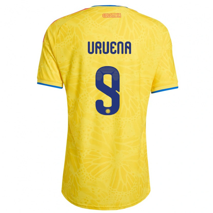 Danxen Hombre Camiseta Colombia Gabriela Urueña #9 Amarillo Azul Rojo 1ª Equipación 26-28 La Camisa México