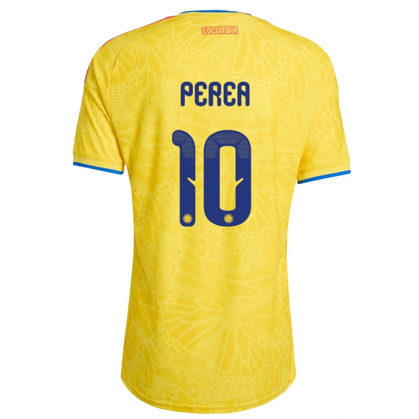 Danxen Hombre Camiseta Colombia Óscar Perea #10 Amarillo Azul Rojo 1ª Equipación 26-28 La Camisa México