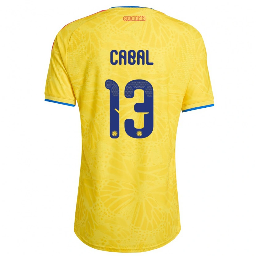 Danxen Hombre Camiseta Colombia Juan Cabal #13 Amarillo Azul Rojo 1ª Equipación 26-28 La Camisa México