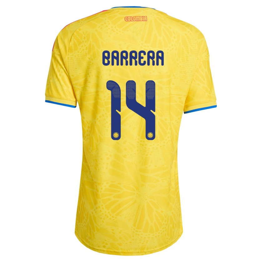 Danxen Hombre Camiseta Colombia Jordan Barrera #14 Amarillo Azul Rojo 1ª Equipación 26-28 La Camisa México