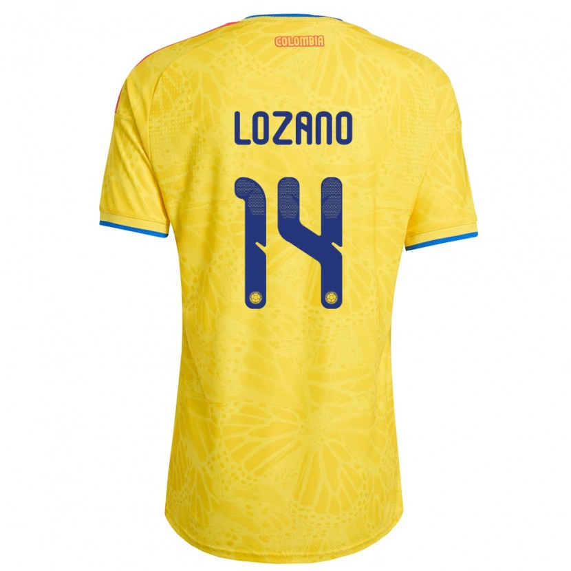 Danxen Hombre Camiseta Colombia Matías Lozano #14 Amarillo Azul Rojo 1ª Equipación 26-28 La Camisa México
