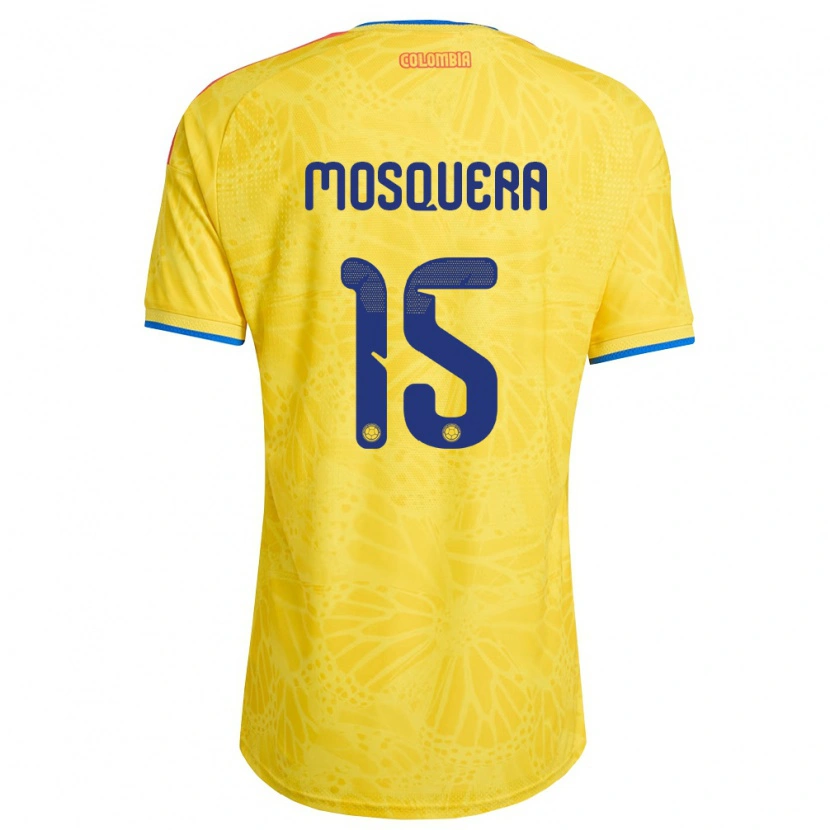 Danxen Hombre Camiseta Colombia Yerson Mosquera #15 Amarillo Azul Rojo 1ª Equipación 26-28 La Camisa México
