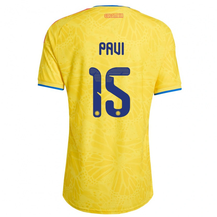Danxen Hombre Camiseta Colombia Manuela Paví #15 Amarillo Azul Rojo 1ª Equipación 26-28 La Camisa México