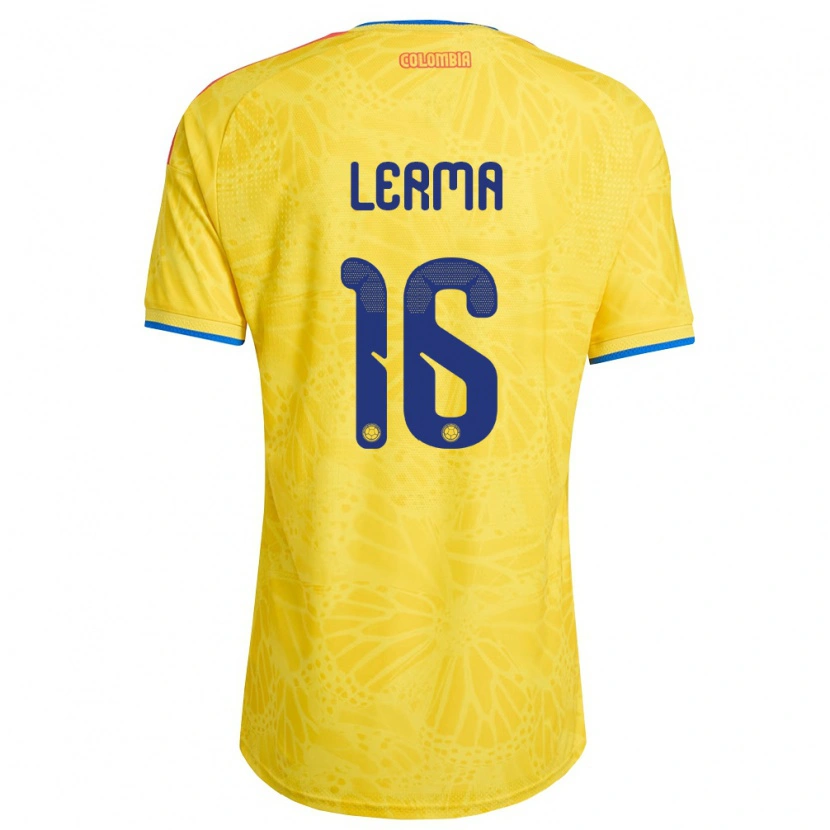 Danxen Hombre Camiseta Colombia Jefferson Lerma #16 Amarillo Azul Rojo 1ª Equipación 26-28 La Camisa México