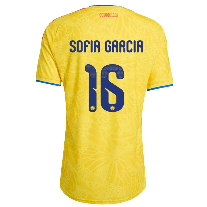 Danxen Hombre Camiseta Colombia Sofía García #16 Amarillo Azul Rojo 1ª Equipación 26-28 La Camisa México