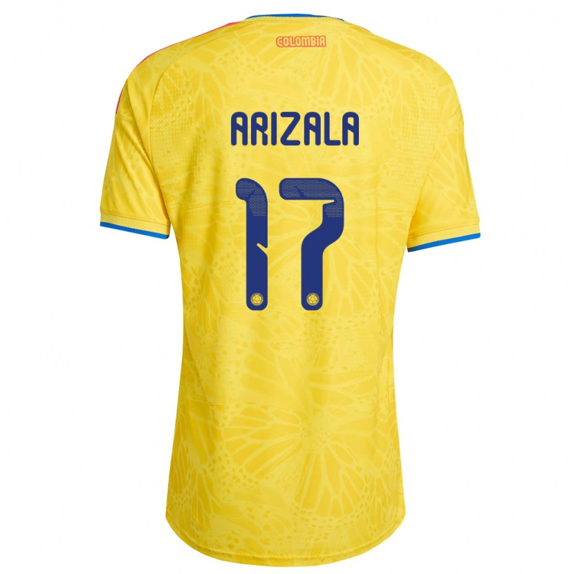 Danxen Hombre Camiseta Colombia Juan Arizala #17 Amarillo Azul Rojo 1ª Equipación 26-28 La Camisa México