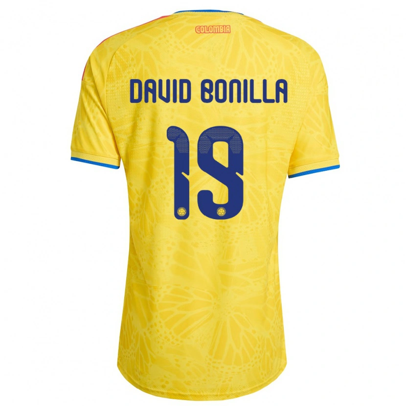 Danxen Hombre Camiseta Colombia Juan David Bonilla #19 Amarillo Azul Rojo 1ª Equipación 26-28 La Camisa México