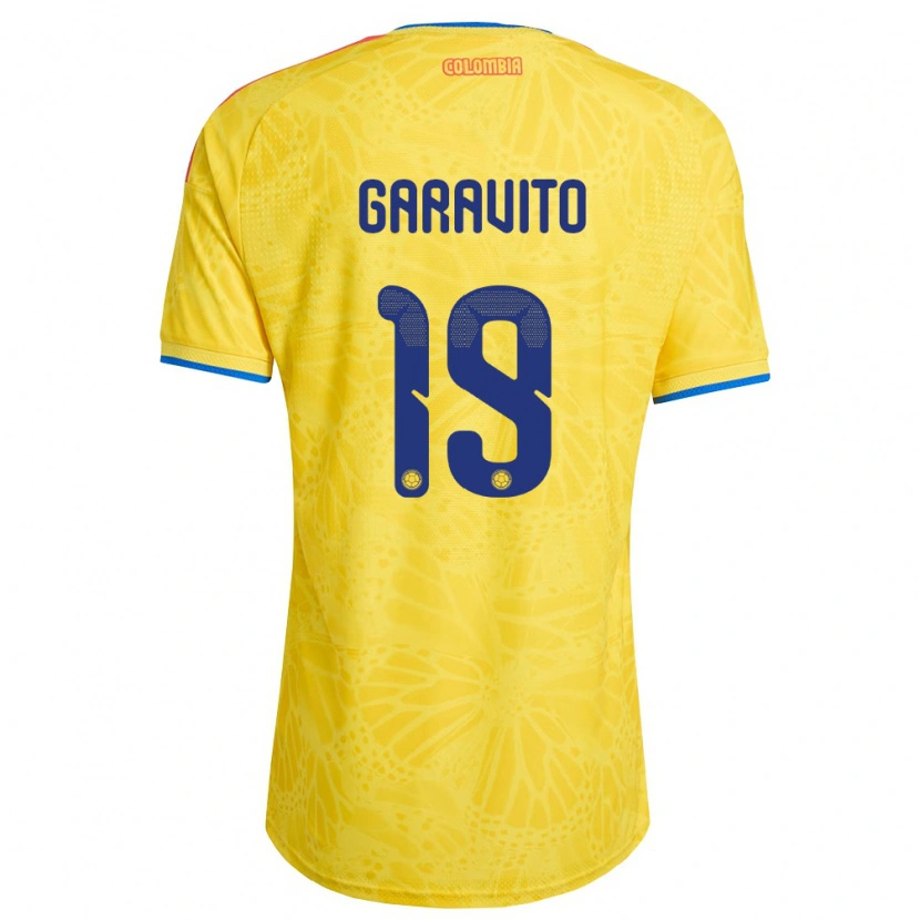 Danxen Hombre Camiseta Colombia Laura Garavito #19 Amarillo Azul Rojo 1ª Equipación 26-28 La Camisa México