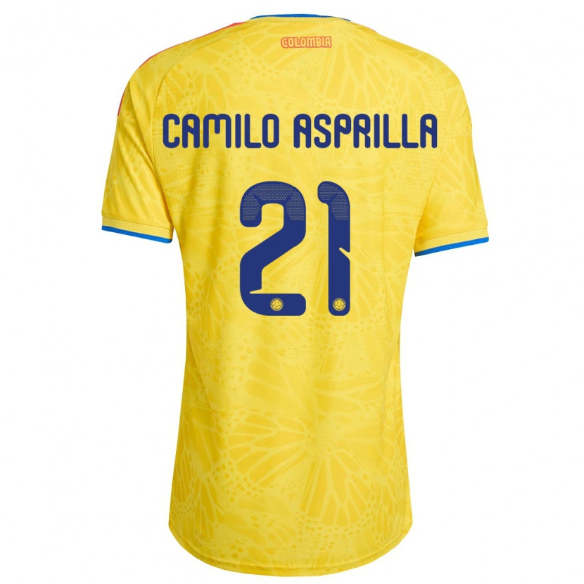 Danxen Hombre Camiseta Colombia Juan Camilo Asprilla #21 Amarillo Azul Rojo 1ª Equipación 26-28 La Camisa México