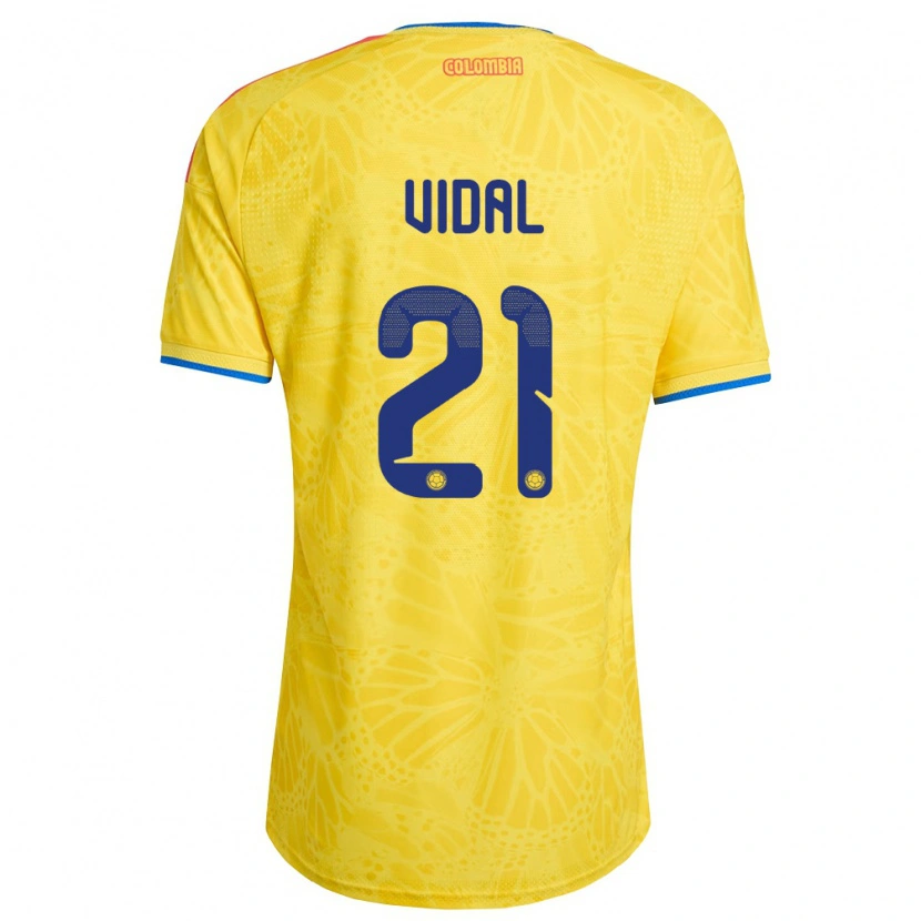 Danxen Hombre Camiseta Colombia Ingrid Vidal #21 Amarillo Azul Rojo 1ª Equipación 26-28 La Camisa México