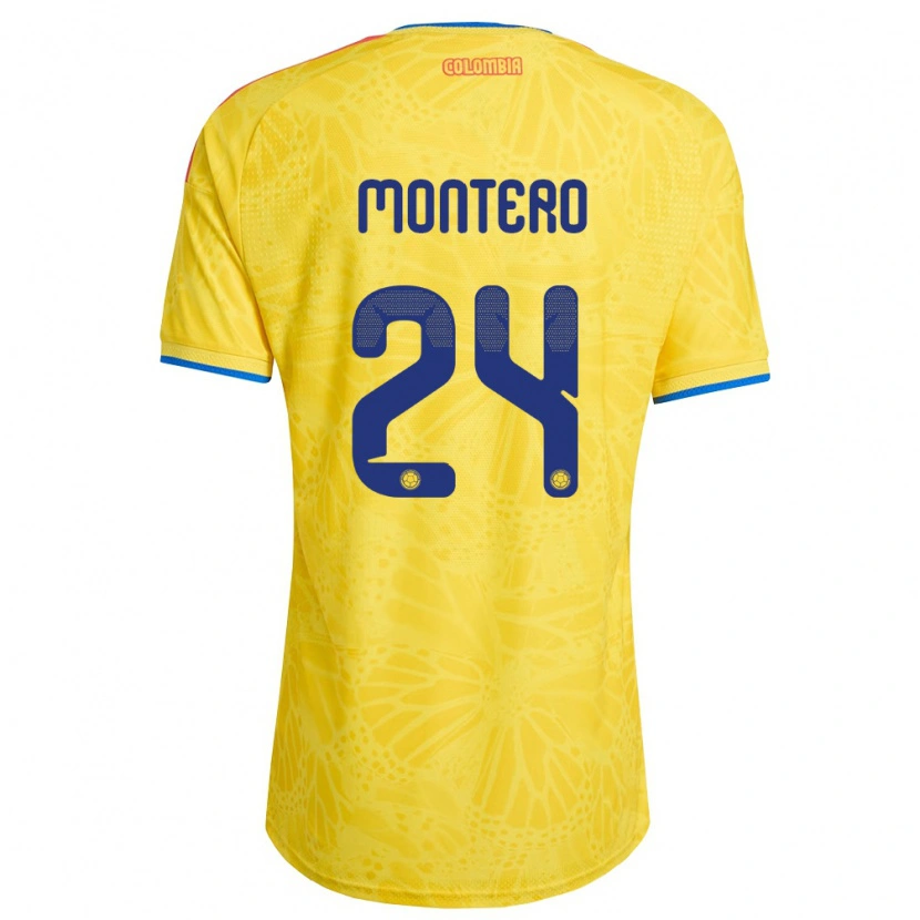 Danxen Hombre Camiseta Colombia Álvaro Montero #24 Amarillo Azul Rojo 1ª Equipación 26-28 La Camisa México
