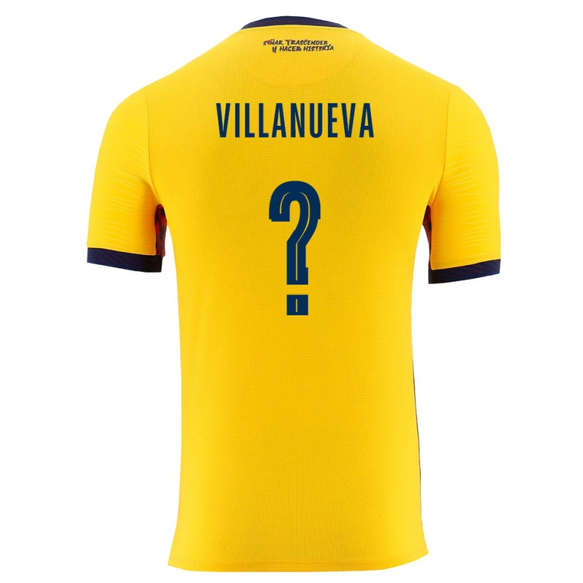 Danxen Hombre Camiseta Ecuador Mateo Villanueva #0 Amarillo Marino 1ª Equipación 26-28 La Camisa México