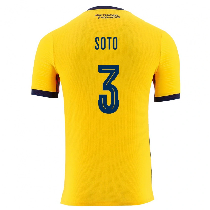 Danxen Hombre Camiseta Ecuador Mathews Soto #3 Amarillo Marino 1ª Equipación 26-28 La Camisa México