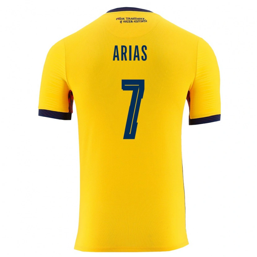 Danxen Hombre Camiseta Ecuador Emily Arias #7 Amarillo Marino 1ª Equipación 26-28 La Camisa México