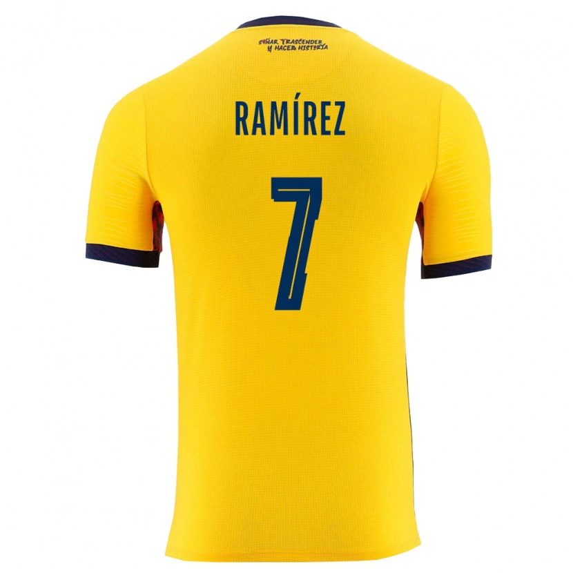 Danxen Hombre Camiseta Ecuador Jalmar Ramírez #7 Amarillo Marino 1ª Equipación 26-28 La Camisa México