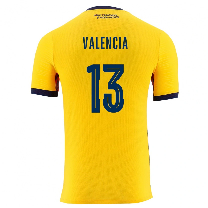 Danxen Hombre Camiseta Ecuador Enner Valencia #13 Amarillo Marino 1ª Equipación 26-28 La Camisa México