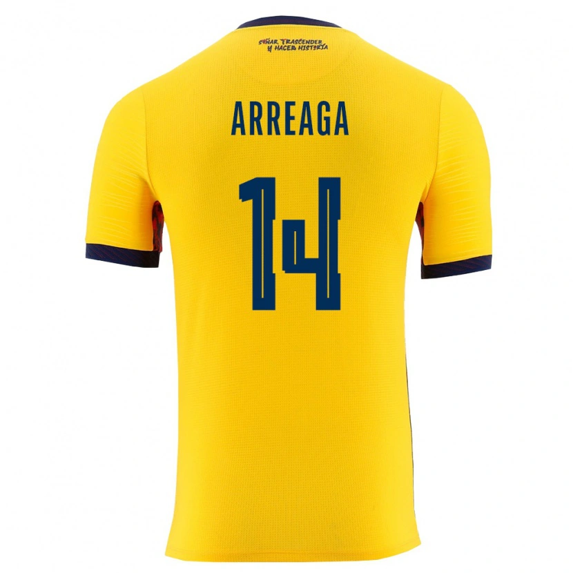 Danxen Hombre Camiseta Ecuador Xavier Arreaga #14 Amarillo Marino 1ª Equipación 26-28 La Camisa México
