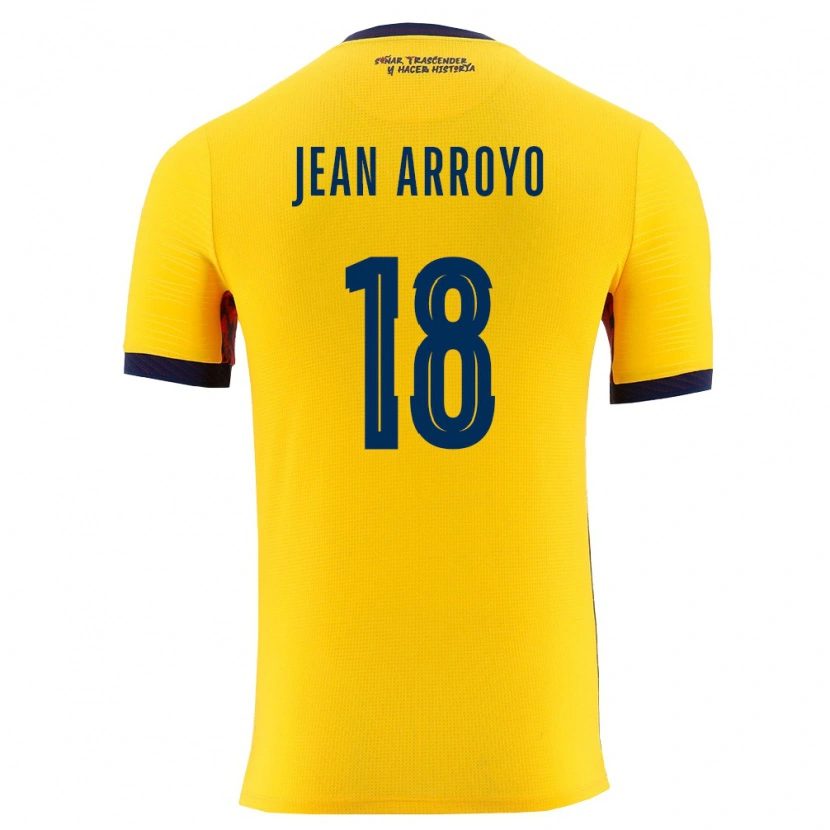 Danxen Hombre Camiseta Ecuador Jean Arroyo #18 Amarillo Marino 1ª Equipación 26-28 La Camisa México