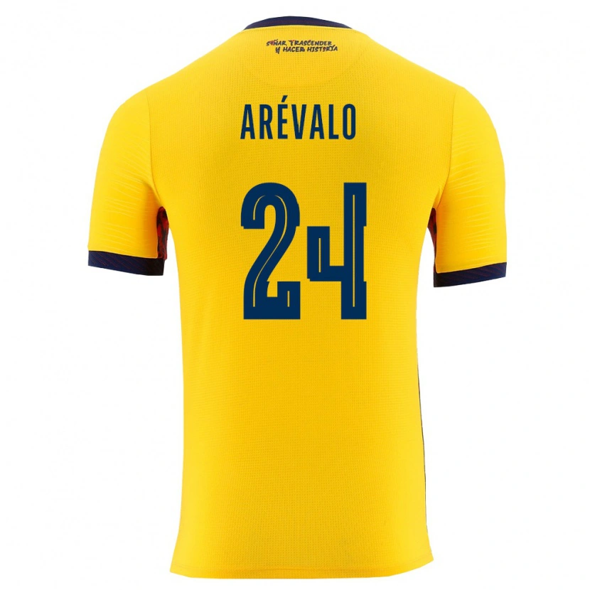 Danxen Hombre Camiseta Ecuador Jeremy Arévalo #24 Amarillo Marino 1ª Equipación 26-28 La Camisa México