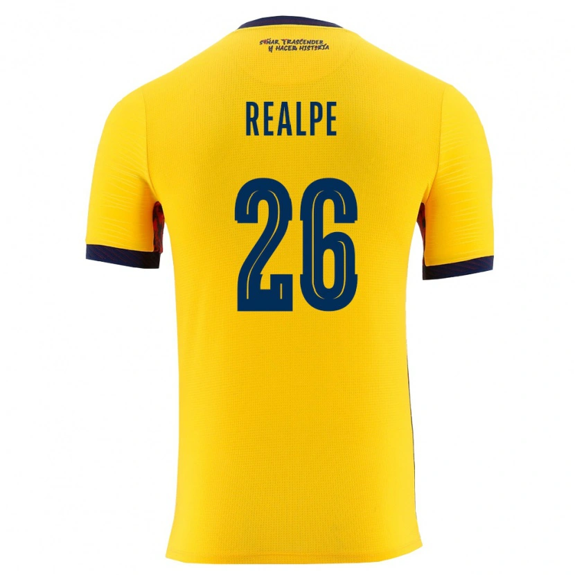 Danxen Hombre Camiseta Ecuador Léo Realpe #26 Amarillo Marino 1ª Equipación 26-28 La Camisa México