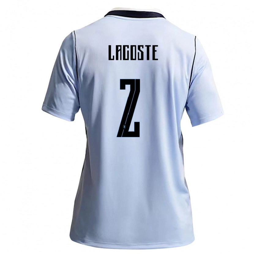 Danxen Hombre Camiseta Uruguay Stephanie Lacoste #2 Azul Cielo Blanco 1ª Equipación 26-28 La Camisa México