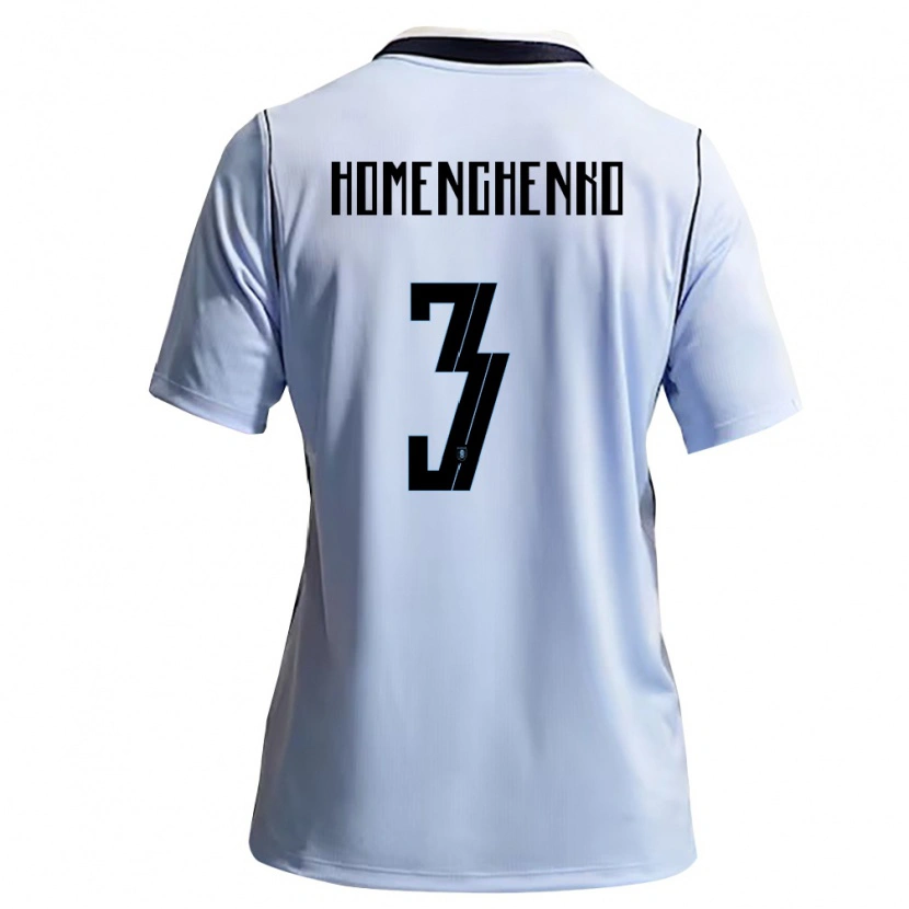 Danxen Hombre Camiseta Uruguay Santiago Homenchenko #3 Azul Cielo Blanco 1ª Equipación 26-28 La Camisa México