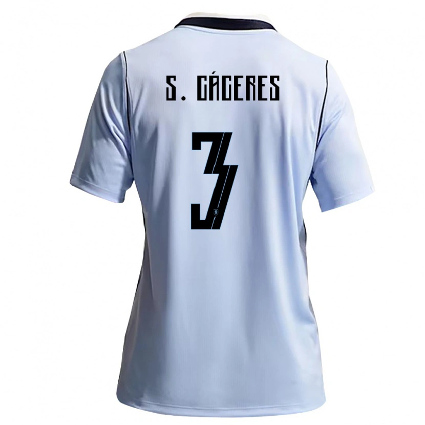 Danxen Hombre Camiseta Uruguay Sebastián Cáceres #3 Azul Cielo Blanco 1ª Equipación 26-28 La Camisa México