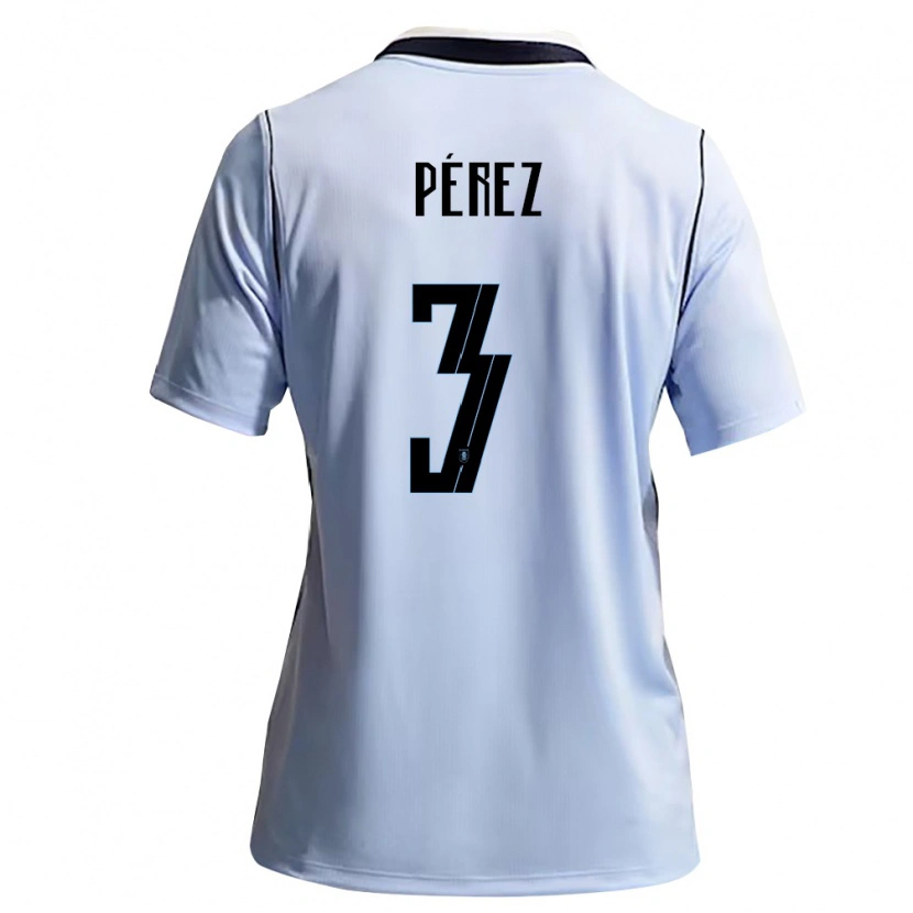 Danxen Hombre Camiseta Uruguay Nicolás Pérez #3 Azul Cielo Blanco 1ª Equipación 26-28 La Camisa México