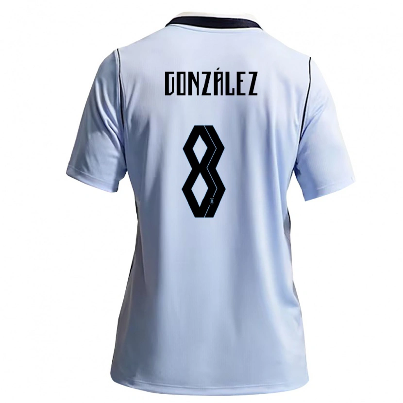 Danxen Hombre Camiseta Uruguay Luciano Gonzalez #8 Azul Cielo Blanco 1ª Equipación 26-28 La Camisa México