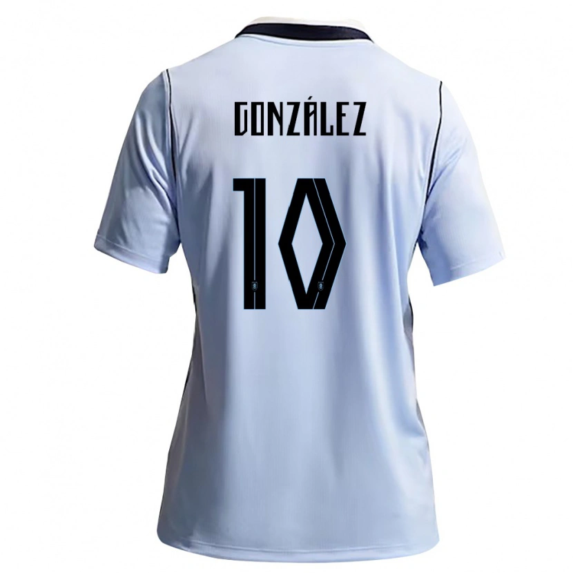 Danxen Hombre Camiseta Uruguay Franco Gonzalez #10 Azul Cielo Blanco 1ª Equipación 26-28 La Camisa México