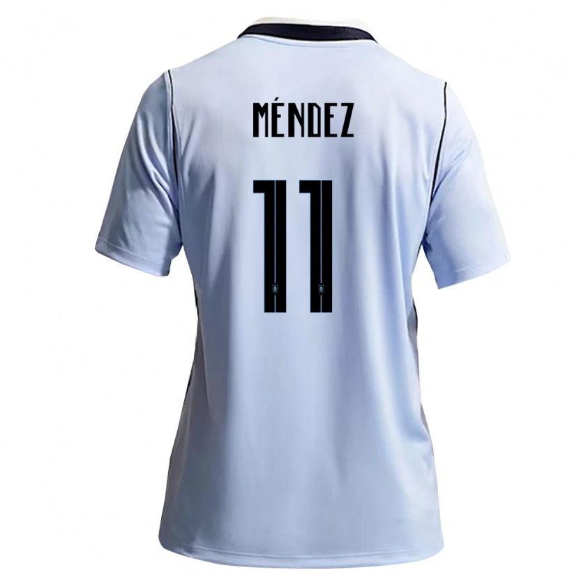 Danxen Hombre Camiseta Uruguay Axel Méndez #11 Azul Cielo Blanco 1ª Equipación 26-28 La Camisa México