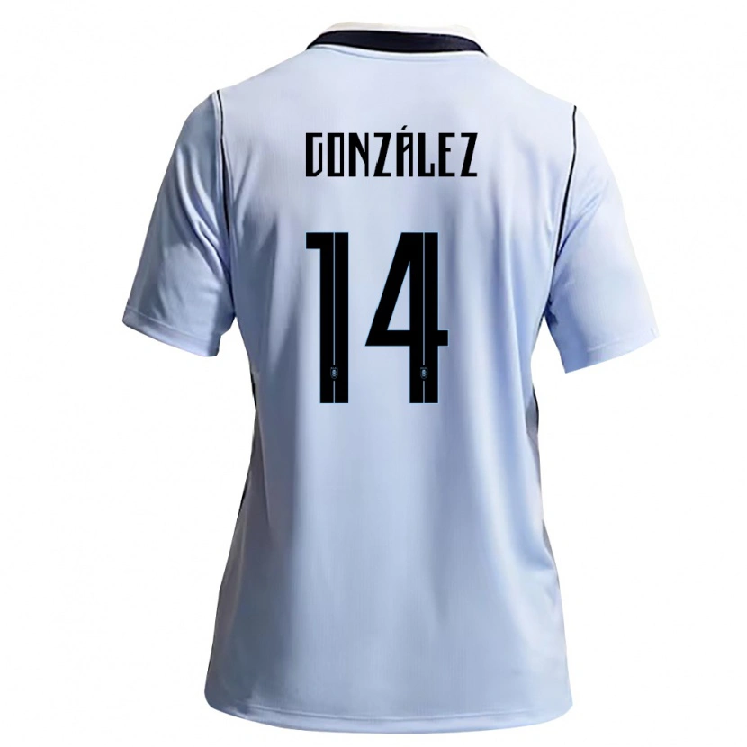 Danxen Hombre Camiseta Uruguay Pilar Gonzalez #14 Azul Cielo Blanco 1ª Equipación 26-28 La Camisa México