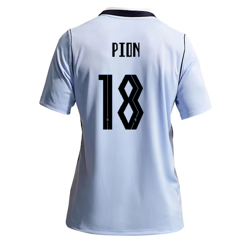 Danxen Hombre Camiseta Uruguay Mariana Pion #18 Azul Cielo Blanco 1ª Equipación 26-28 La Camisa México