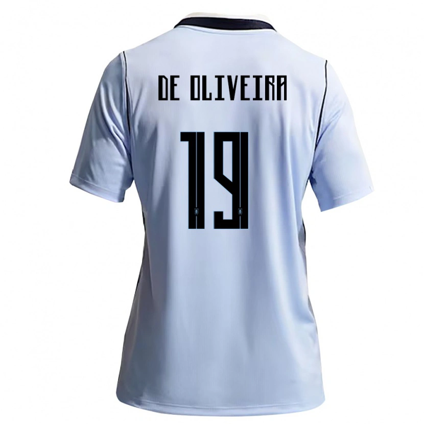 Danxen Hombre Camiseta Uruguay Emiliano De Oliveira #19 Azul Cielo Blanco 1ª Equipación 26-28 La Camisa México