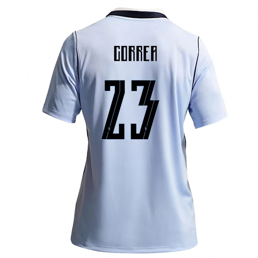Danxen Hombre Camiseta Uruguay Fabrizio Correa #23 Azul Cielo Blanco 1ª Equipación 26-28 La Camisa México