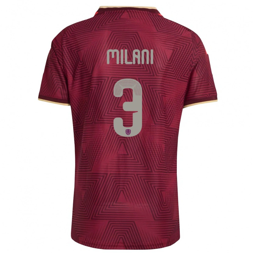 Danxen Hombre Camiseta Venezuela Alessandro Milani #3 Borgoña Oro Amarillo 1ª Equipación 26-28 La Camisa México