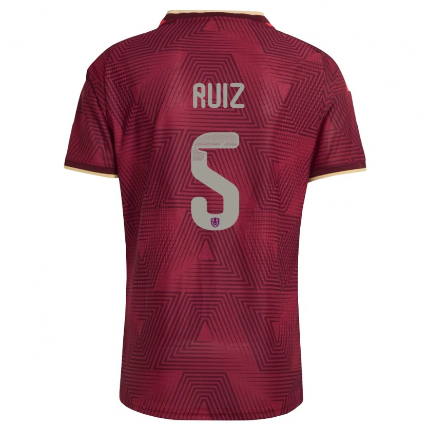 Danxen Hombre Camiseta Venezuela Emerson Ruíz #5 Borgoña Oro Amarillo 1ª Equipación 26-28 La Camisa México