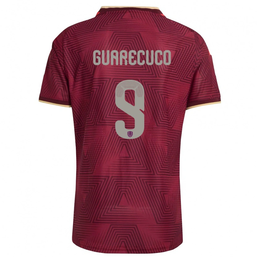 Danxen Hombre Camiseta Venezuela Joemar Guarecuco #9 Borgoña Oro Amarillo 1ª Equipación 26-28 La Camisa México