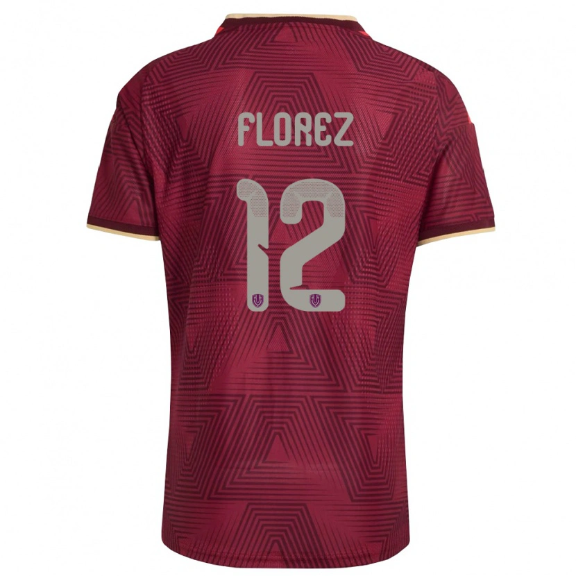 Danxen Hombre Camiseta Venezuela Génesis Flórez #12 Borgoña Oro Amarillo 1ª Equipación 26-28 La Camisa México