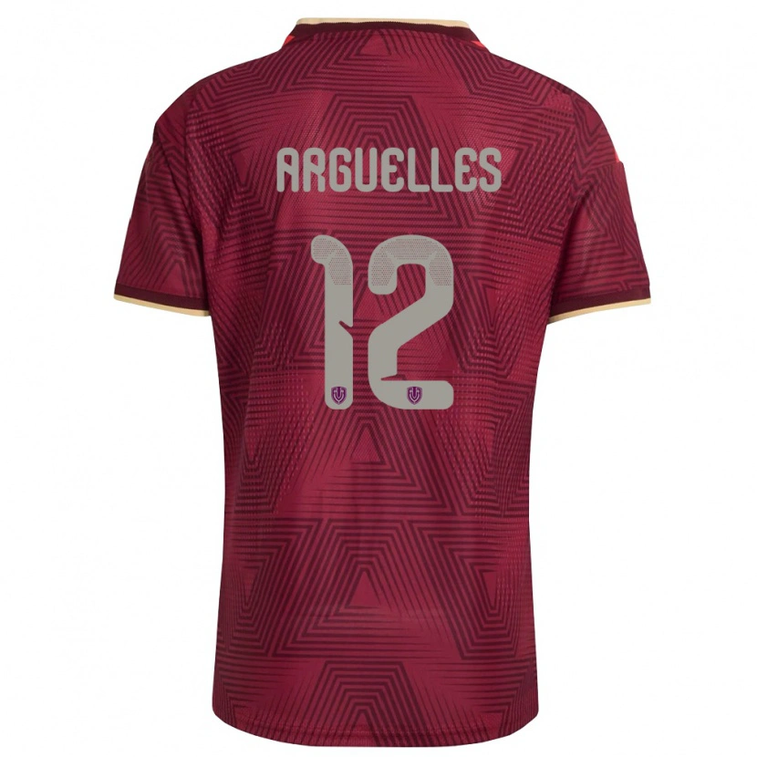 Danxen Hombre Camiseta Venezuela Wilmary Argüelles #12 Borgoña Oro Amarillo 1ª Equipación 26-28 La Camisa México