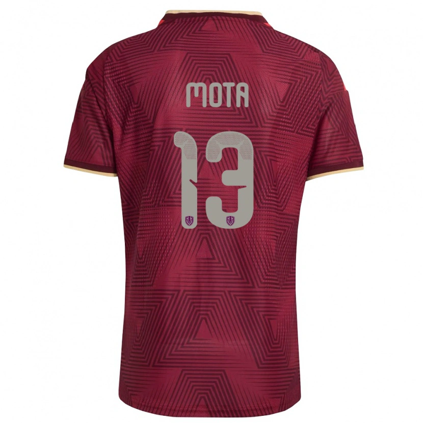 Danxen Hombre Camiseta Venezuela Angel Mota #13 Borgoña Oro Amarillo 1ª Equipación 26-28 La Camisa México