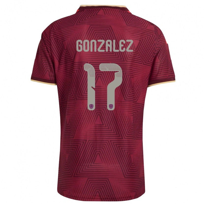 Danxen Hombre Camiseta Venezuela Mayken González #17 Borgoña Oro Amarillo 1ª Equipación 26-28 La Camisa México